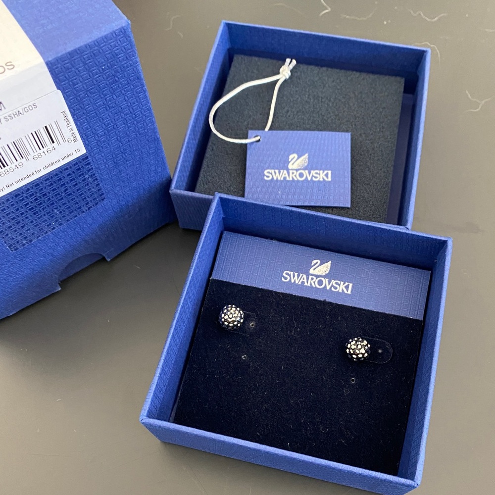 Swarovski Blow pierced earrings Gray, Mixed metal finish